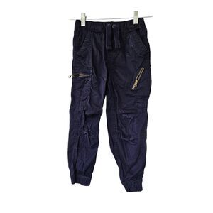 TOUGHSKINS Boys Pull On Drawstring Blue Navy Jogger Cargo Pants Size M